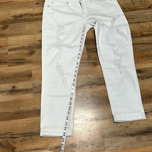 DENIZEN BY LEVIS WOMENS MIDRISE BOYFRIEND JEANS ANKLE WHITE DISTRESSED Sz 11 W30 - Picture 6 of 12